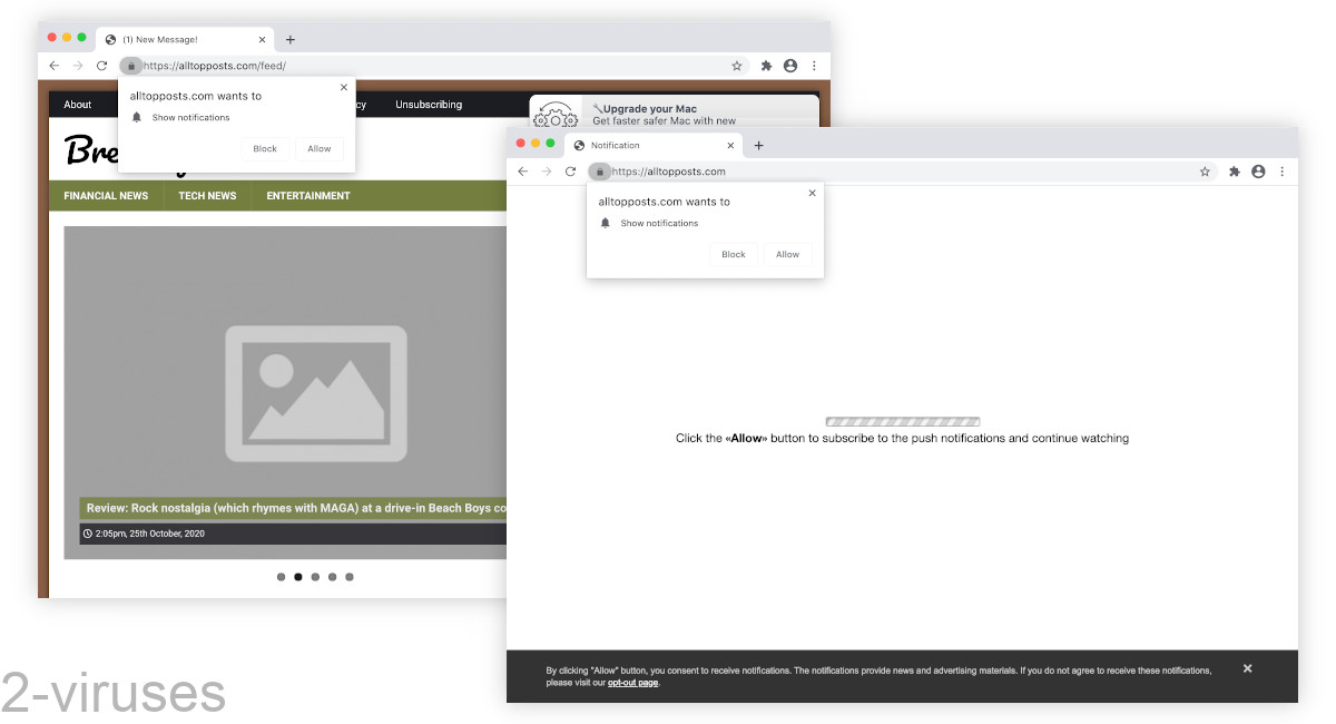 Alltopposts.com asks visitors to allow its notifications.