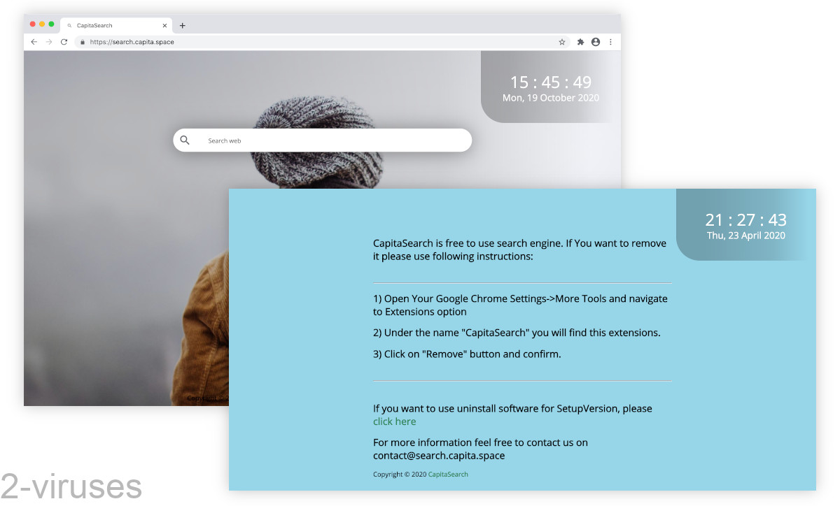 CapitaSearch offering its own uninstaller.
