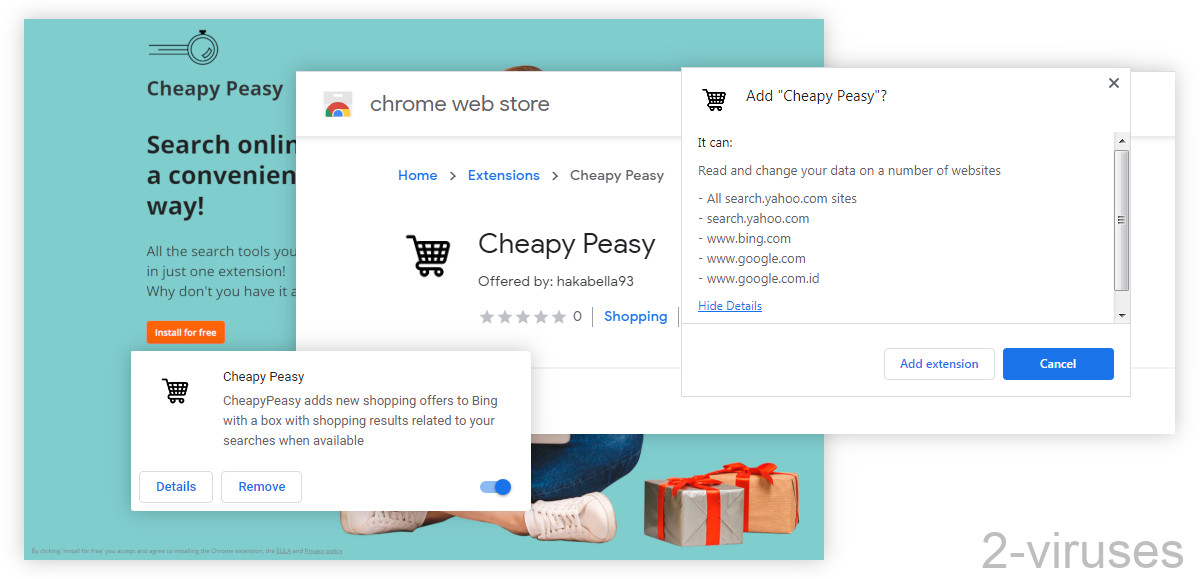 Cheapypeasy.xyz can access your data on a number of websites.