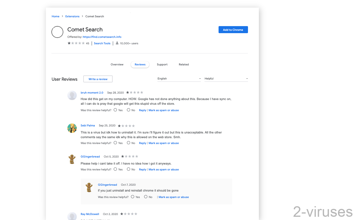 The reviews of Comet Search show that many people din't install it and want to remove it.
