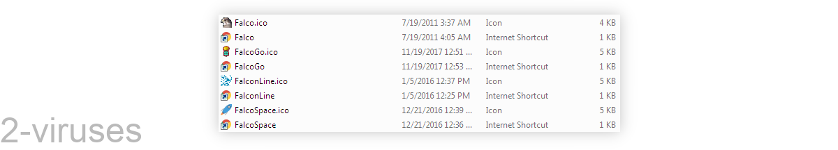 Falcoware.com's shortcuts are in the Program Files folder.