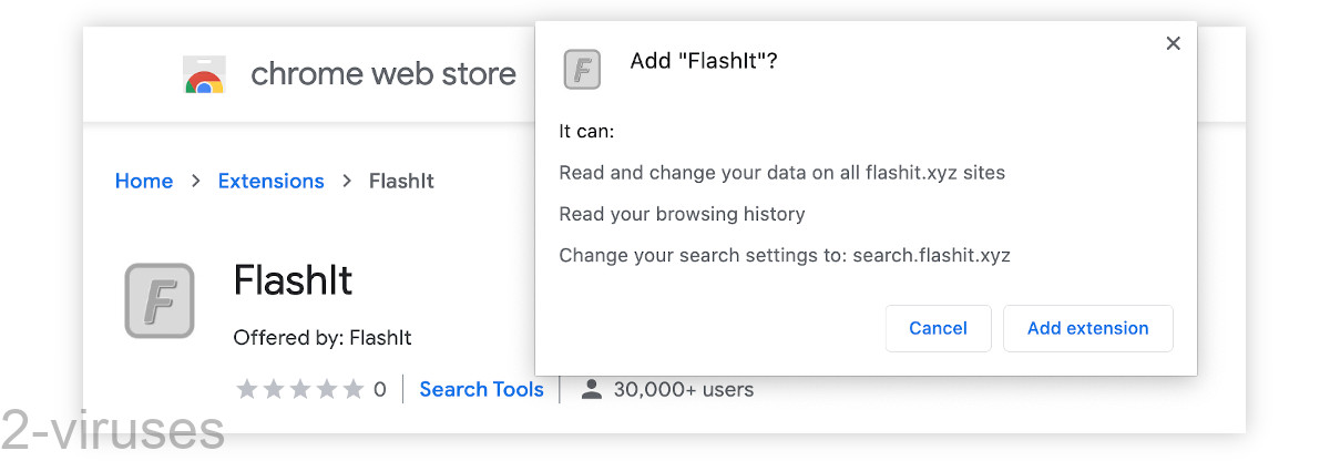 Flashit.xyz changes your default search engine.