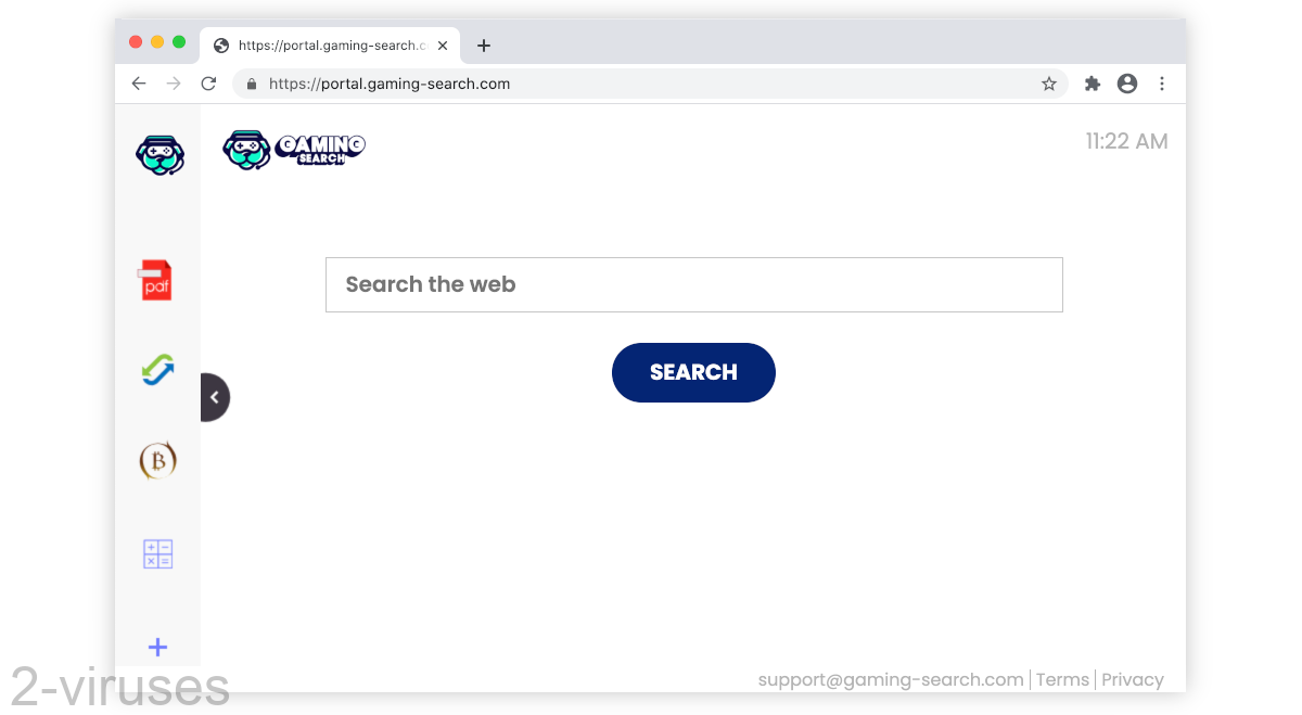 Gaming-search.com looks like a normal new tab page.