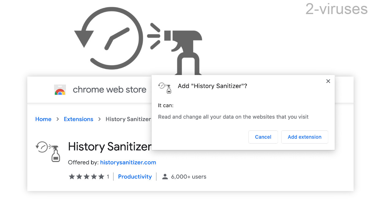 Historysanitizer.com asks to read and change your data on the sites that you visit.