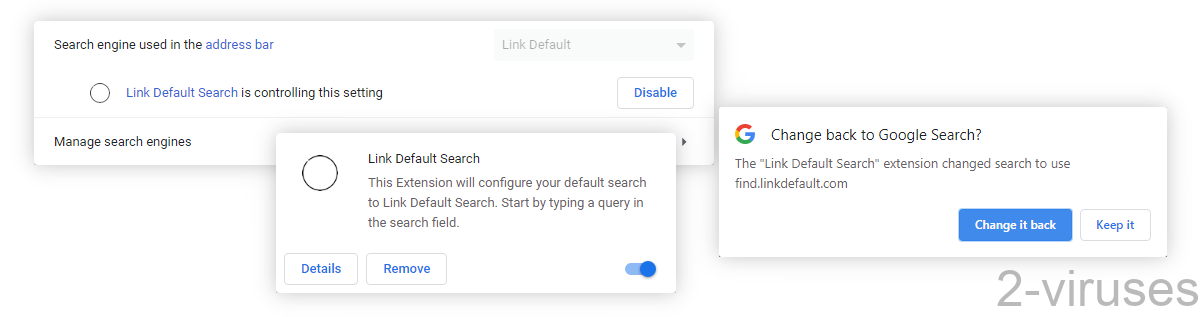 Linkdefault.com replaces the search engine.