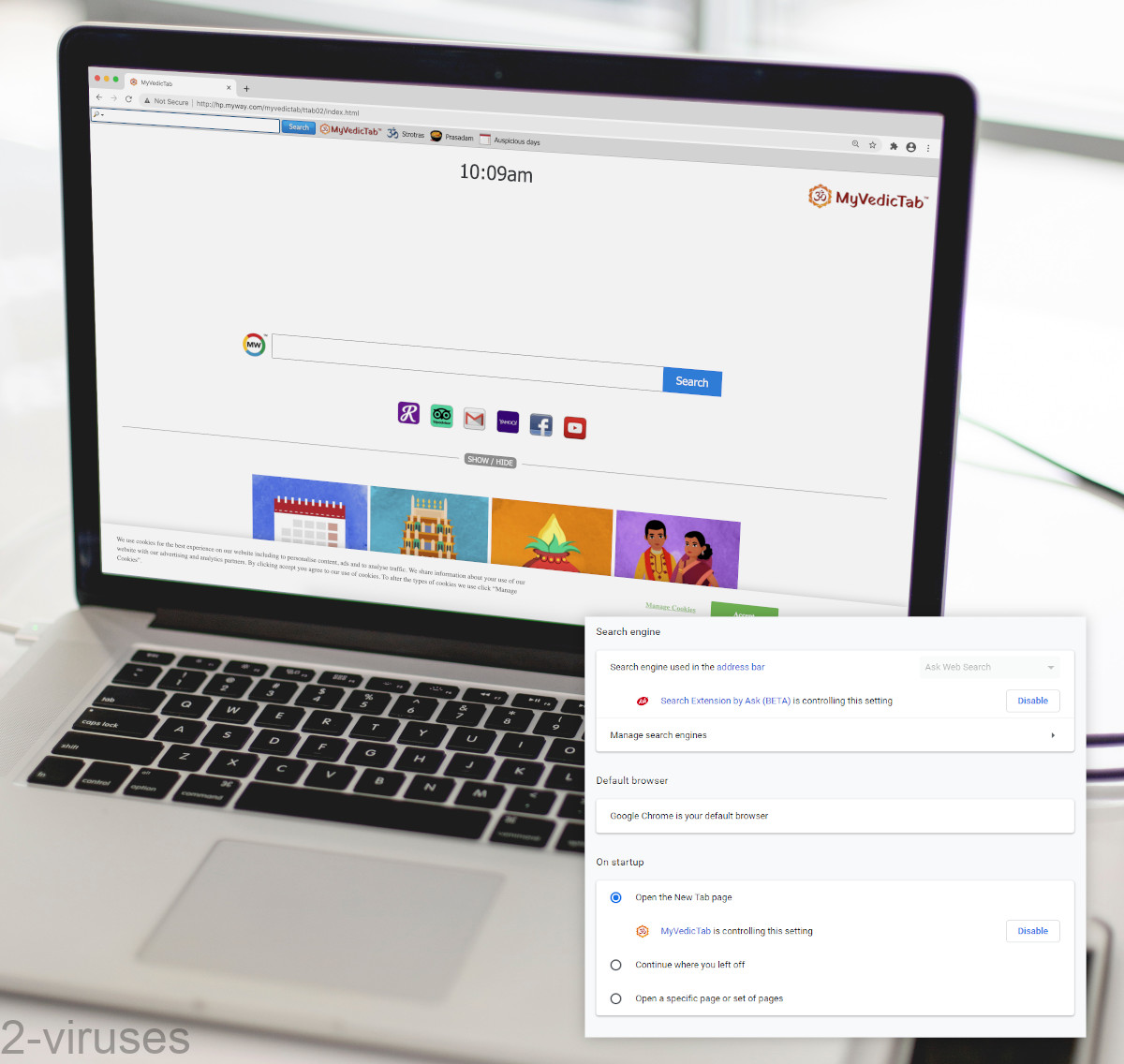 MyVedicTab's new tab page lacks useful features.