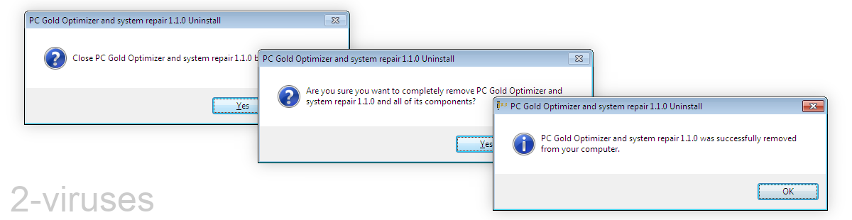 PC Gold Optimizer being uninstalled.