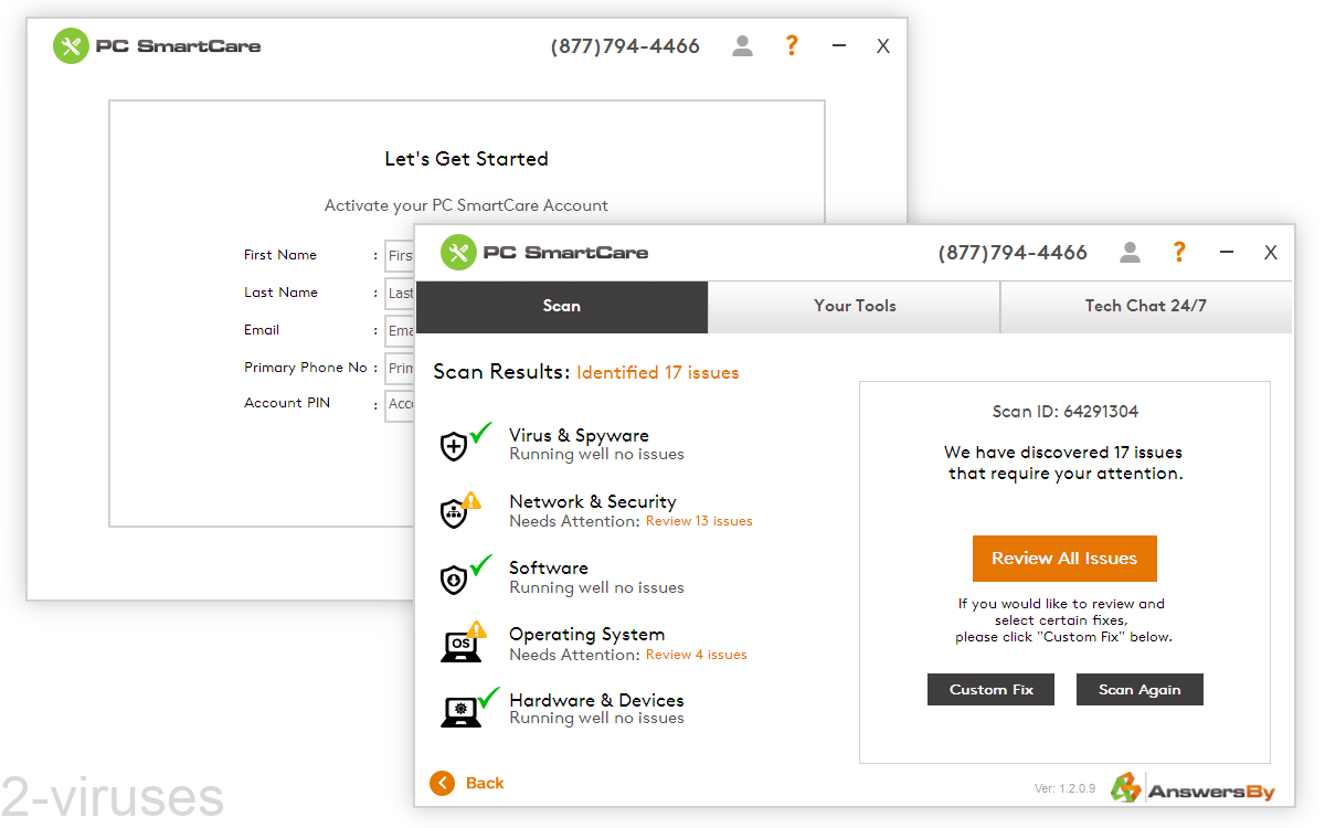 PC SmartCare asks for some personal data when being downloaded or after it's installed.