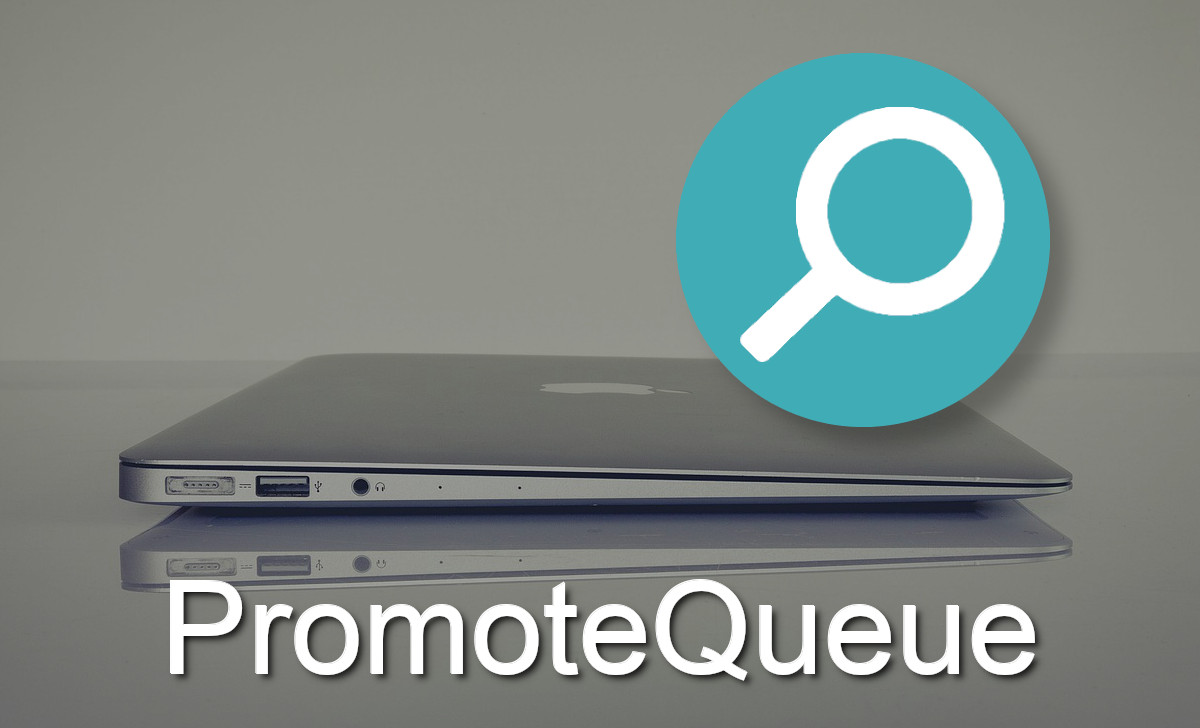 PromoteQueue's icon is a green and white magnifying glass.