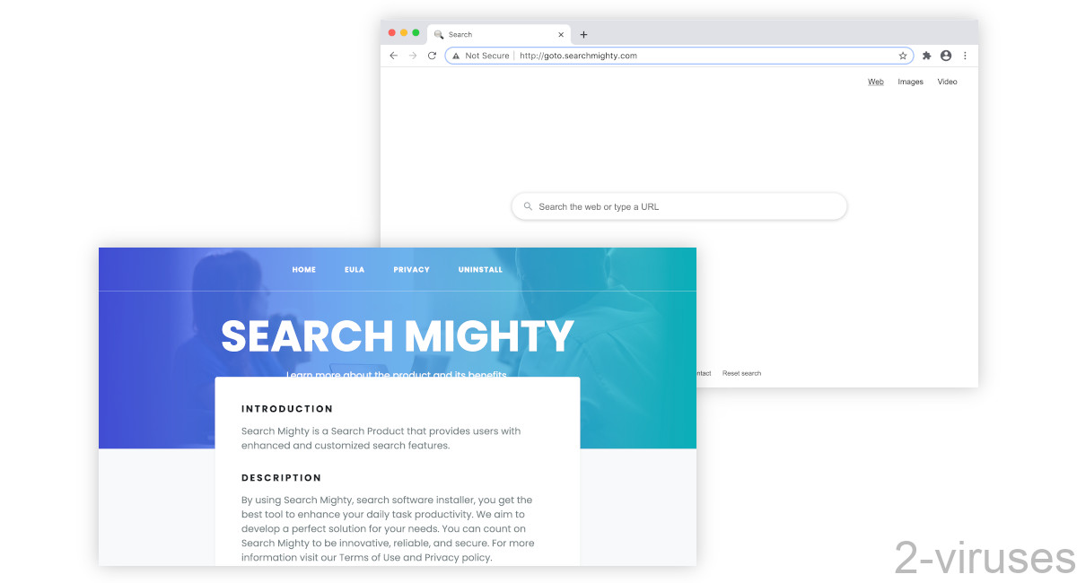 Searchmighty.com is presented as a "Search Product" with some very vague descriptions.