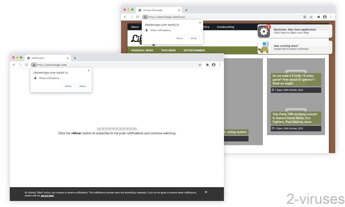 Stoomoogn.com asking visitors to allow its notifications.