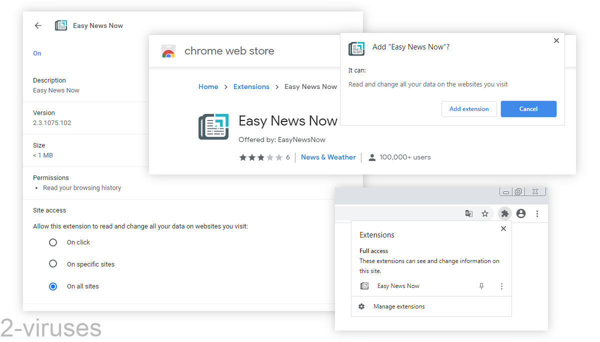 Easy News Now gets to read and change your data on all sites.