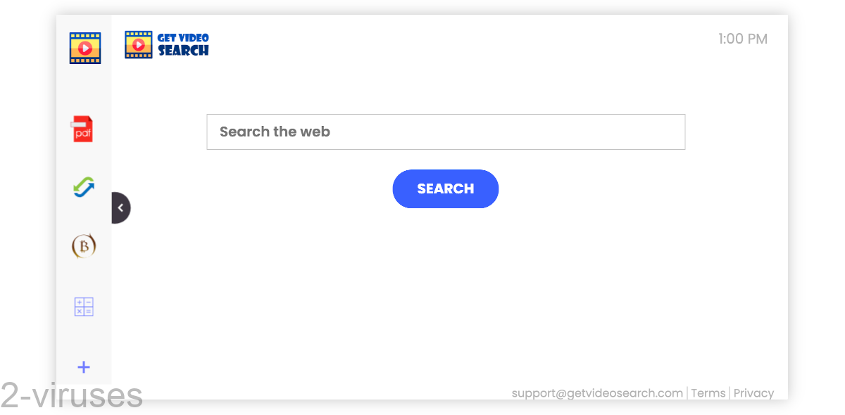 GetVideoSearch has a home page but doesn't show it to its users.