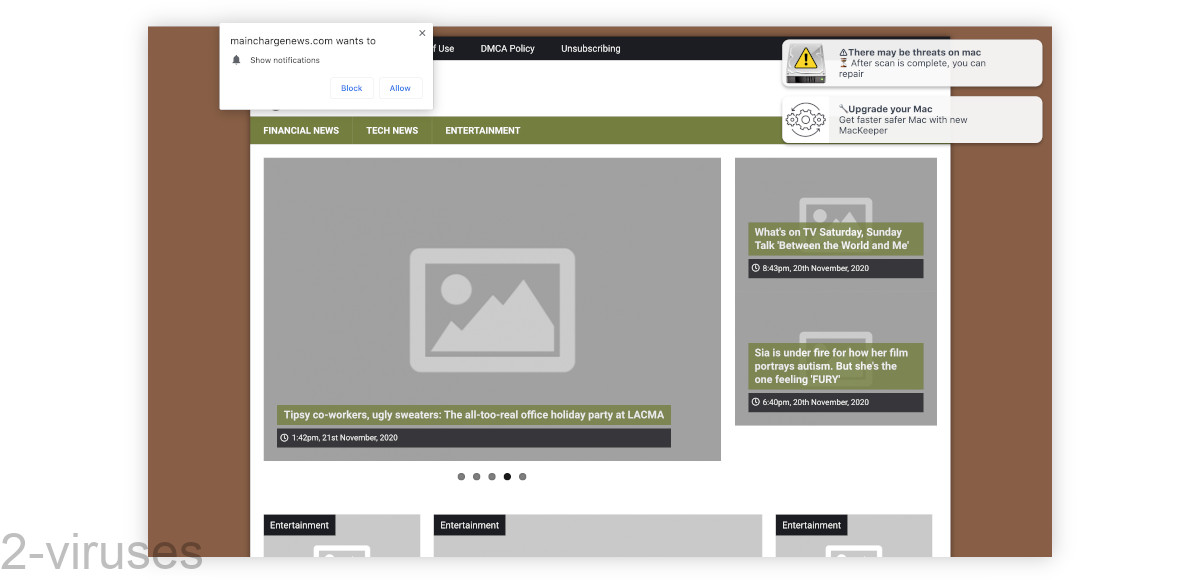 Mainchargenews.com looks like a news site.