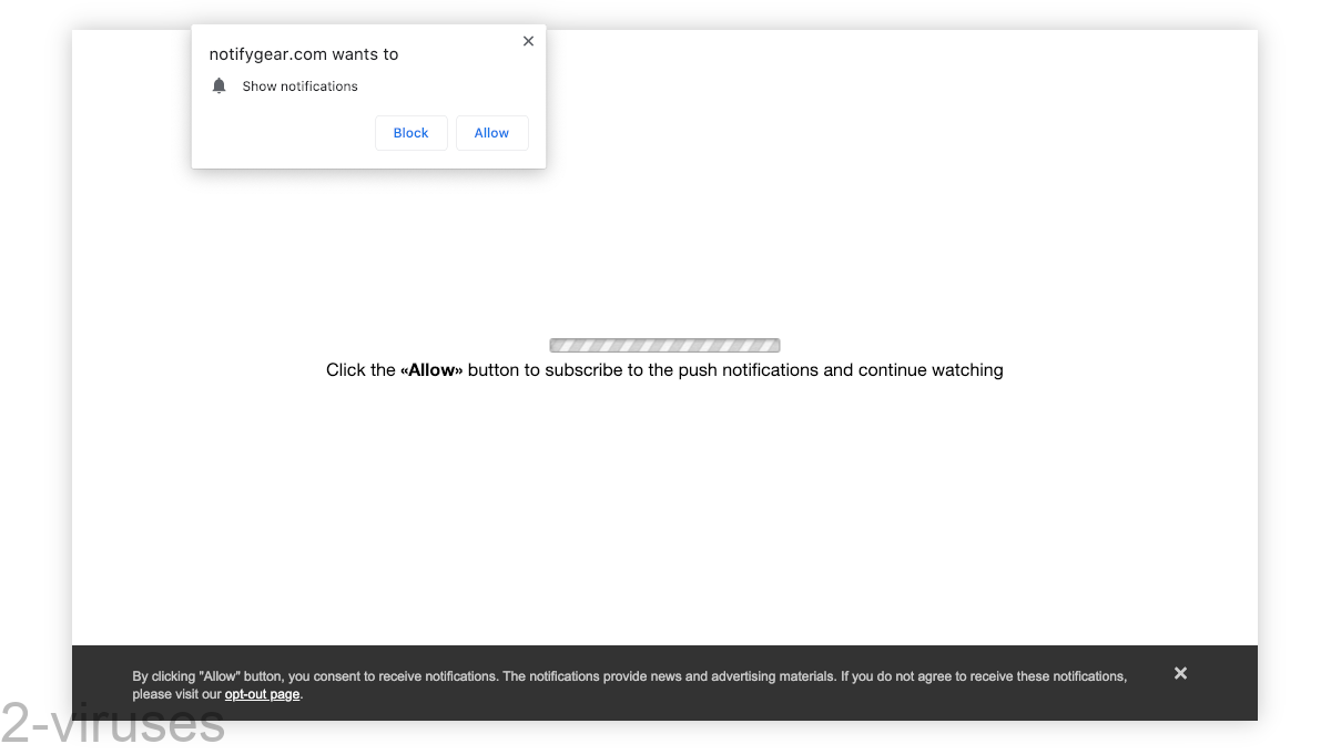 Notifygear.com asks visitors to subscribe to its notifications.