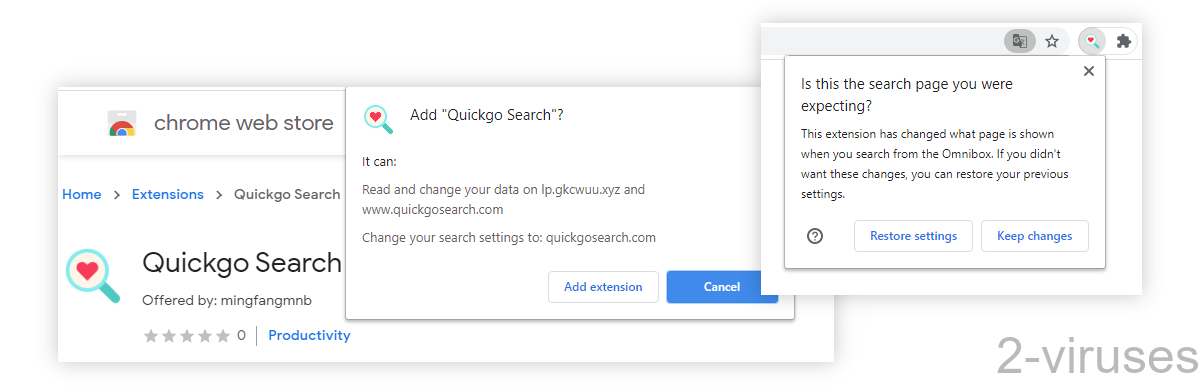 Quickgosearch.com is part of a browser extension.