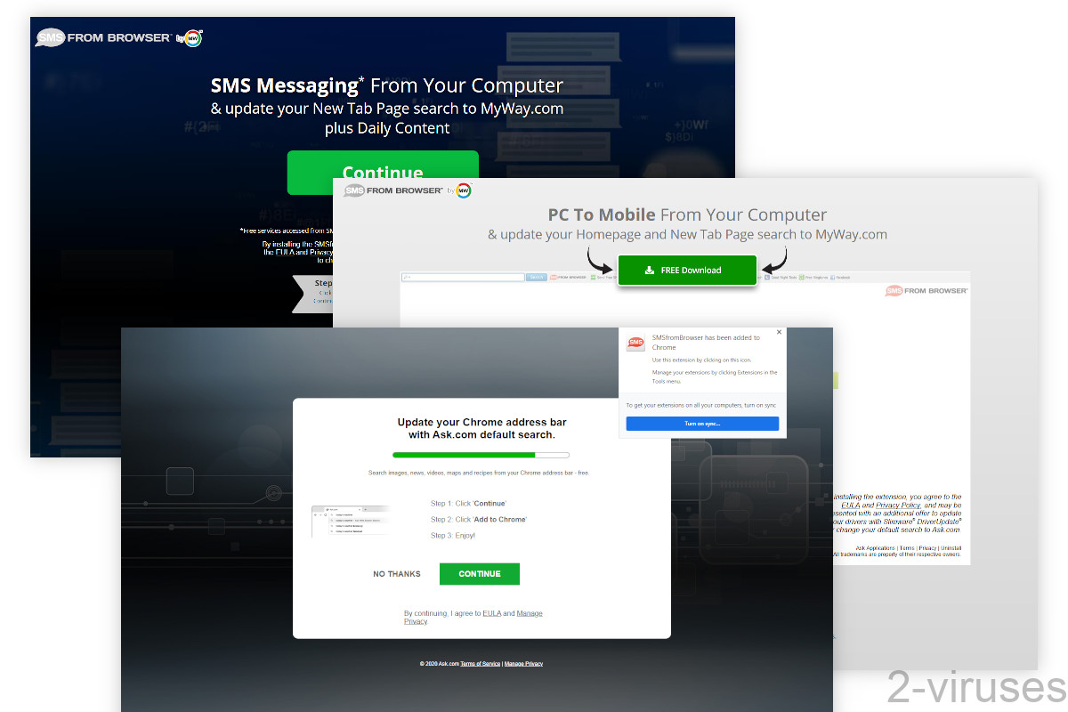 SMSfromBrowser is installed together with Search Extension by Ask.