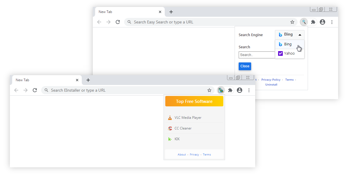 Searcheq.com is associated with Search Easy, EInstaller, and other extensions.
