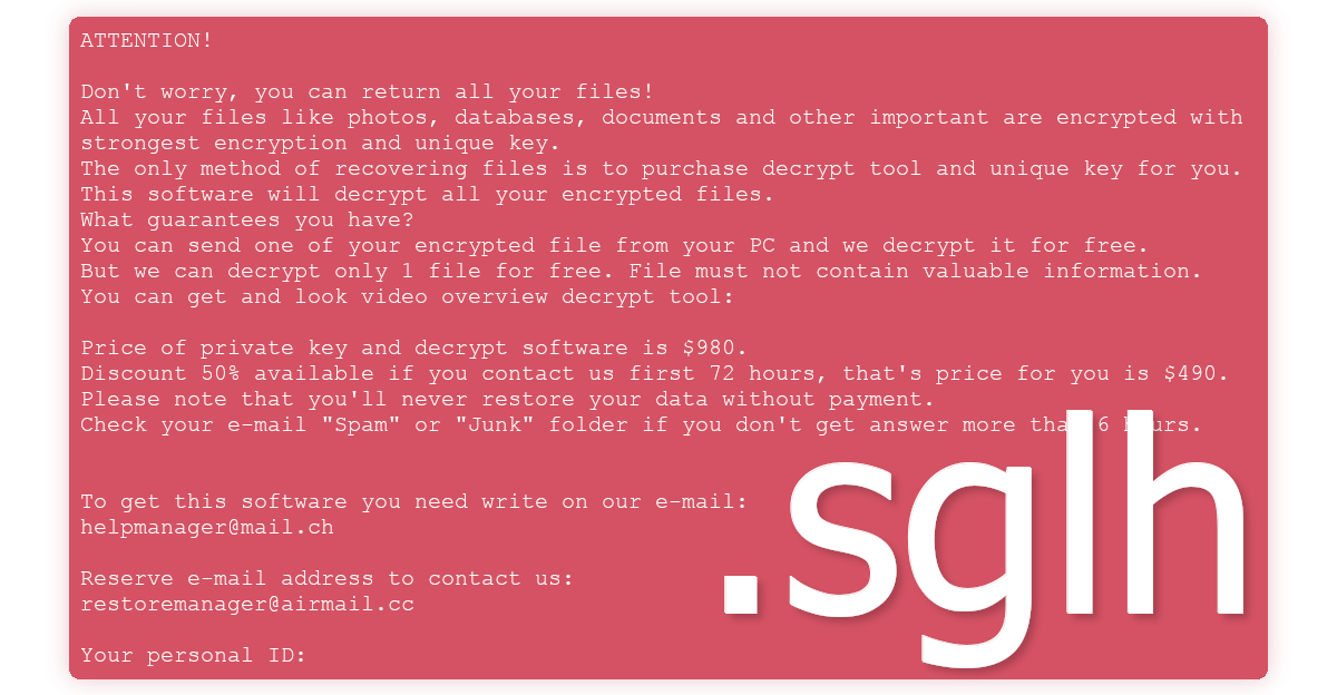 Sglh ransom note asks for money.