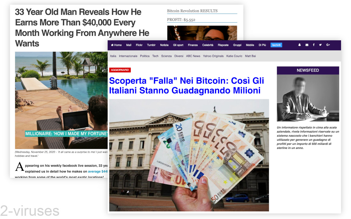 Articles promising to reveal the ways to get rich effortlessly.