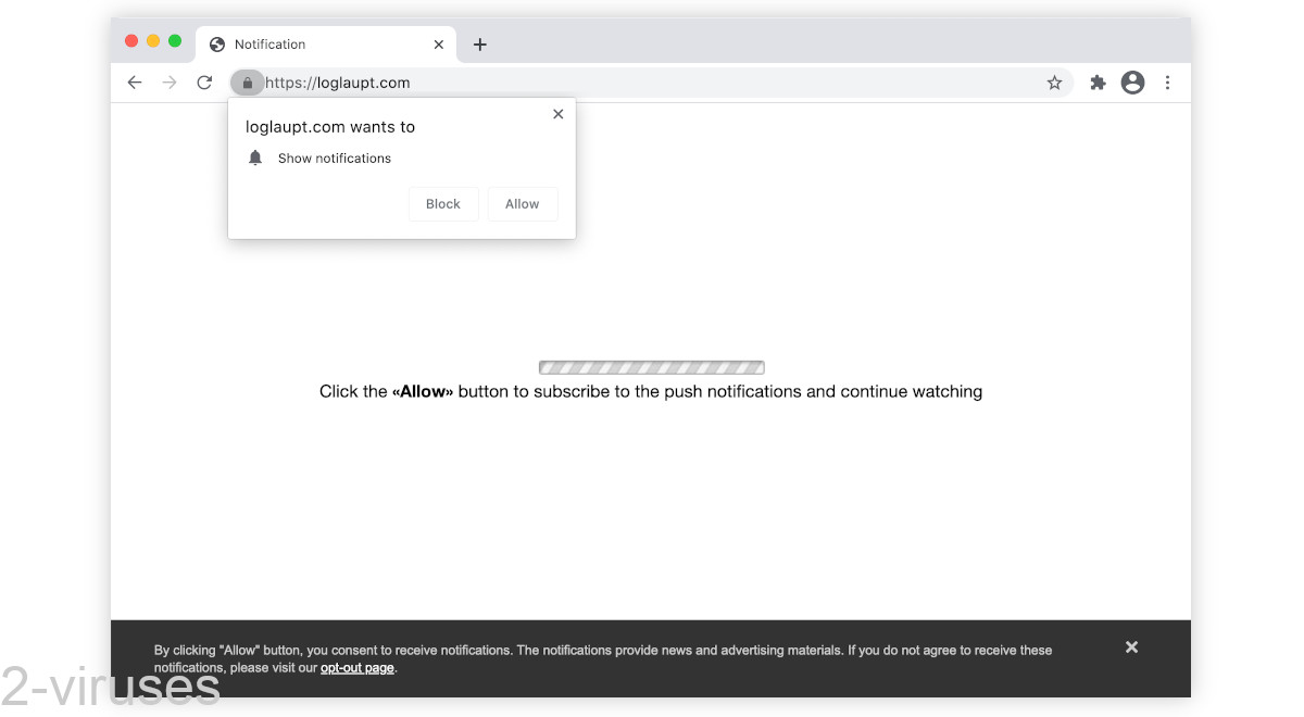 Loglaupt.com asks visitors to allow its notifications.