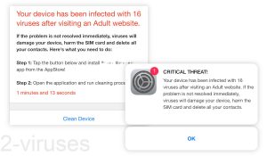 Fake "Your device has been infected with 27 viruses" Alerts
