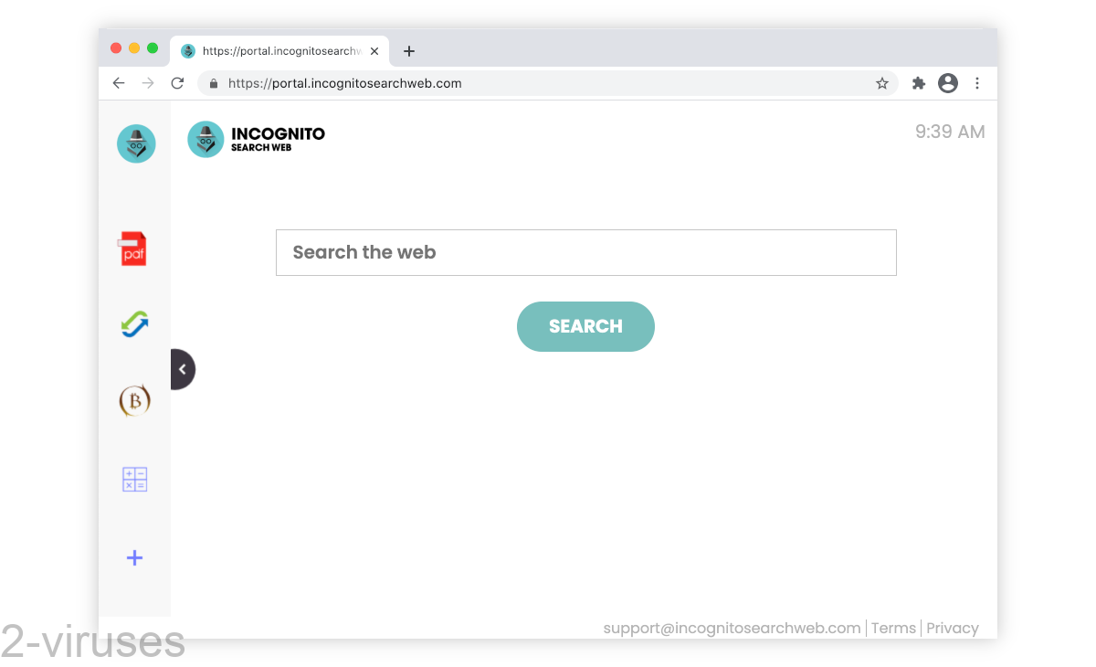IncognitoSearchWeb has a home page that isn't really used by the extension.