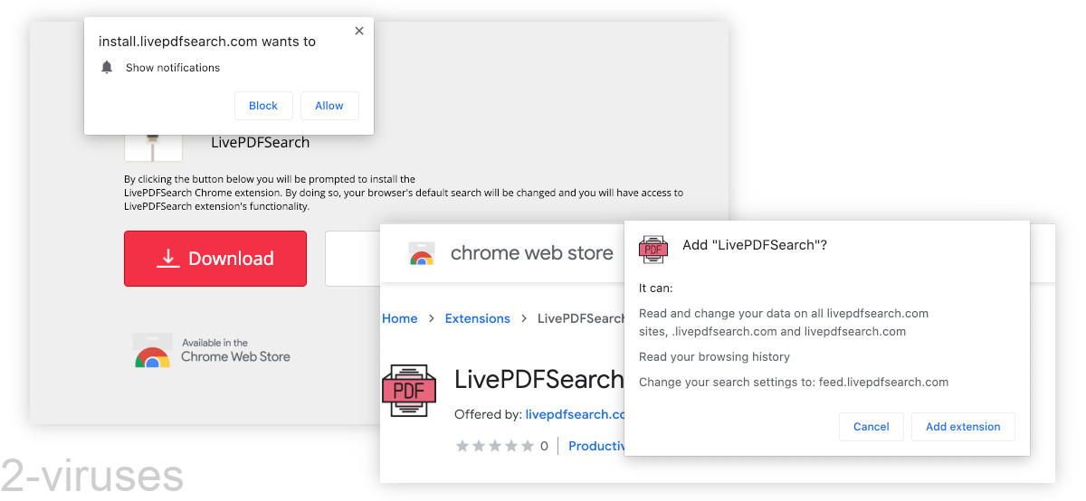 LivePDFSearch asks to replace your search engine.