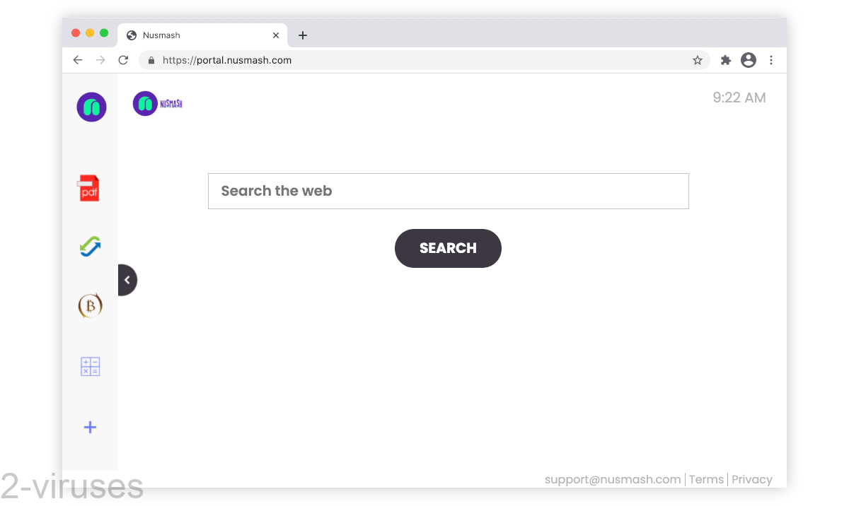 Nusmash.com's new tab page looks like a neat search page.