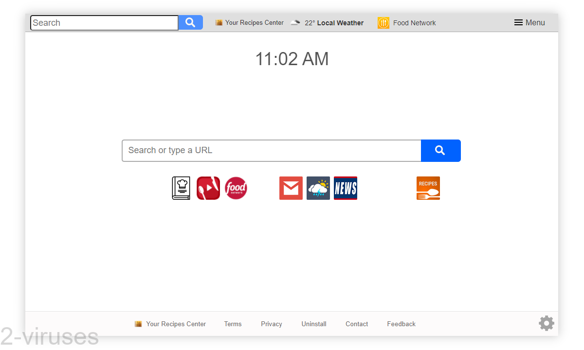 Search.yourrecipescenter.com's front page has a bunch of links to clickbait sites.