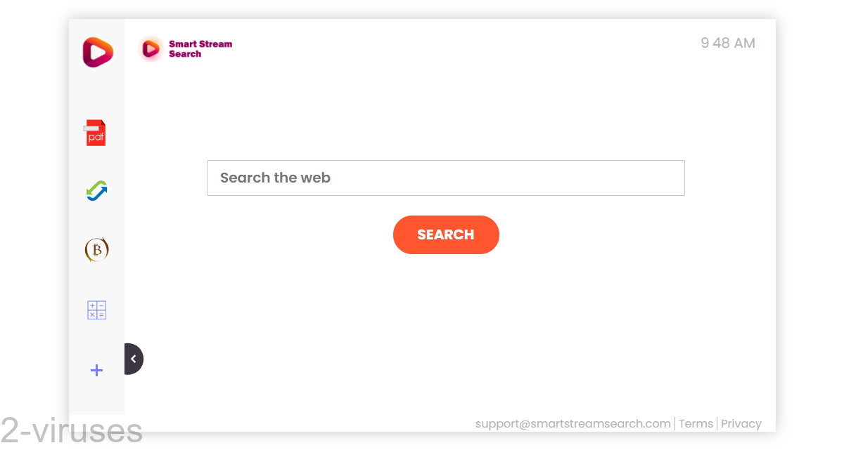 SmartStreamSearch's home page is almost entirely just a search box.