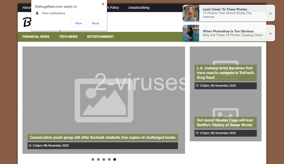 Thehugefeed.com shows notification ads on its front page, too.