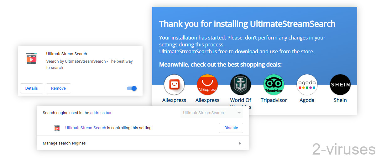 UltimateStreamSearch gets installed as a browser add-on.