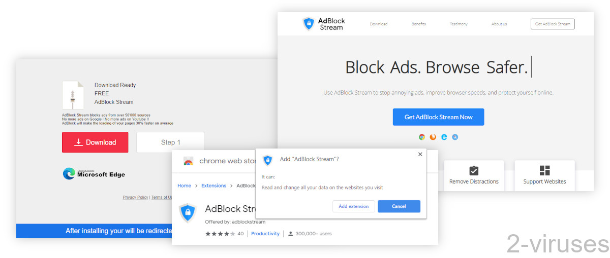 AdBlock Stream has an official homepage, but it also uses dubious ads to promote itself.