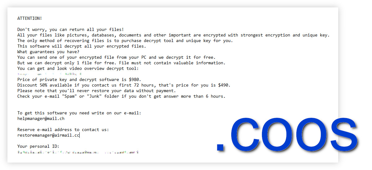 coos ransom note asks victims for payments.