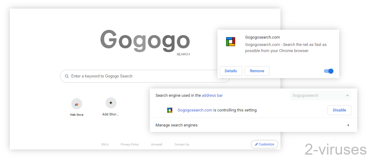 Gogogosearch's new tab looks a lot like the default Chrome new tab.