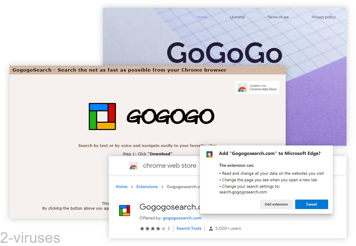 Gogogosearch changes your default search engine.