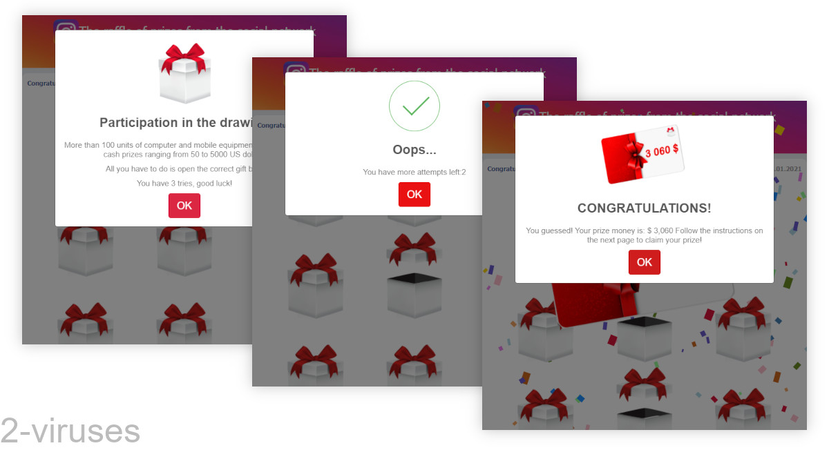 "Participation in the drawing" on an Instagram-like page.