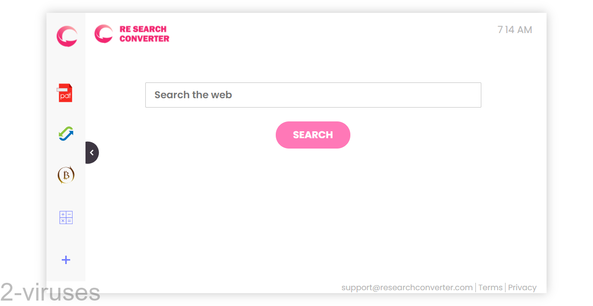 The ResearchConverter home page mainly has a search box.
