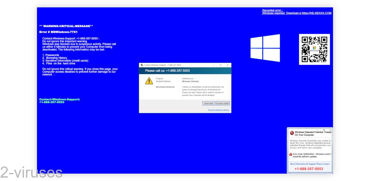 Warning-Critical-Message says that f found a virus on your computer.