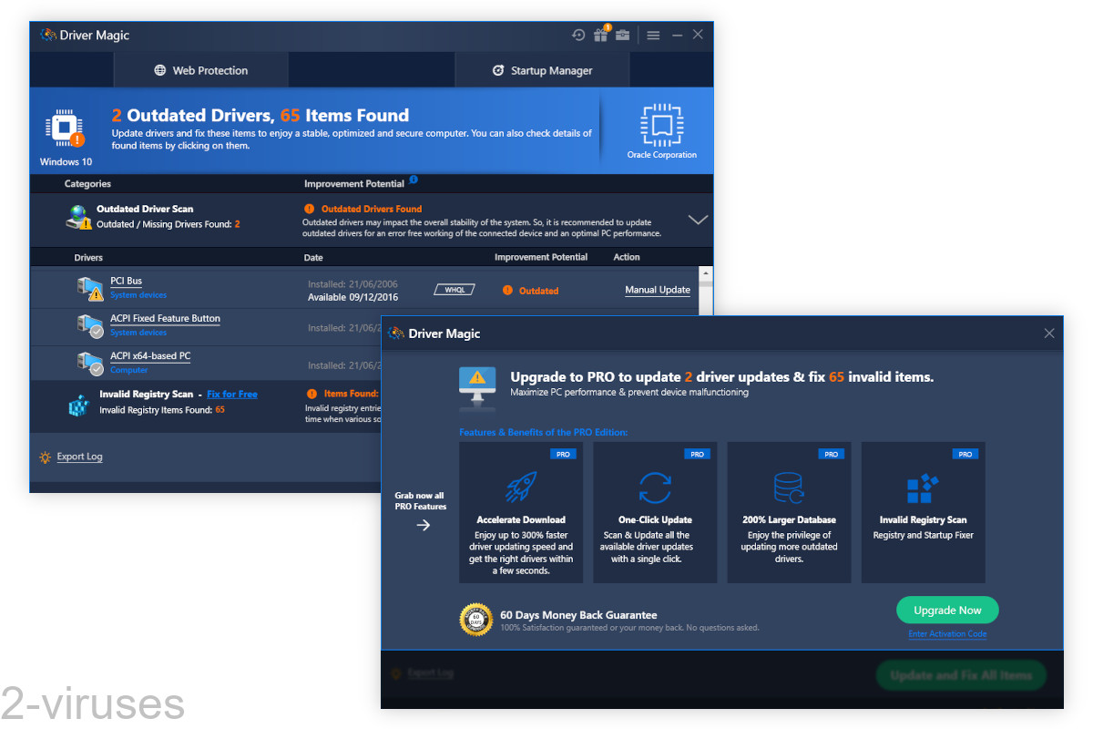 Driver Magic offers you to upgrade the program.