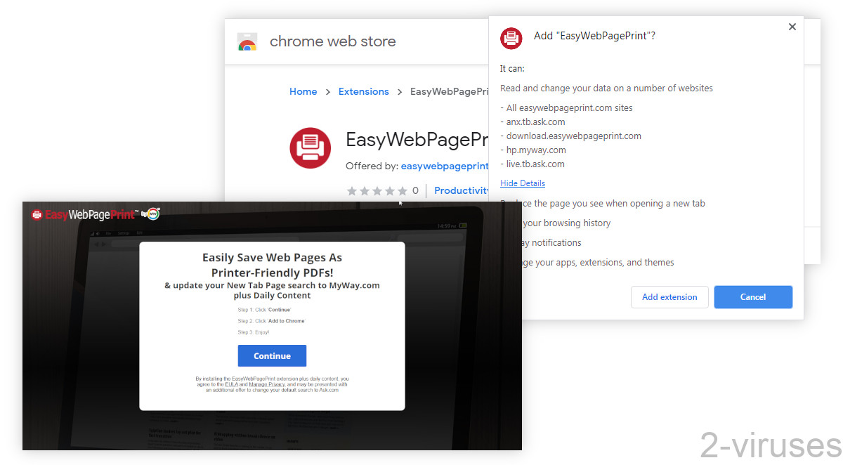 EasyWebPagePrint replaces your new tab page.