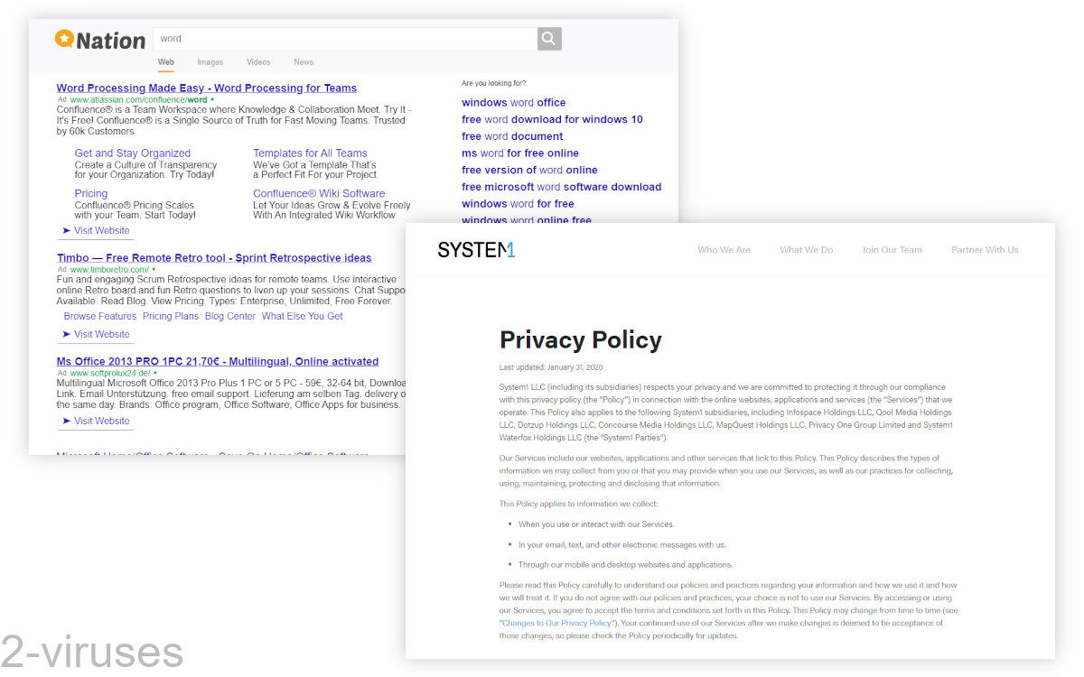 Isearch.nation.com is controlled by System 1 (and previously by Infospace).