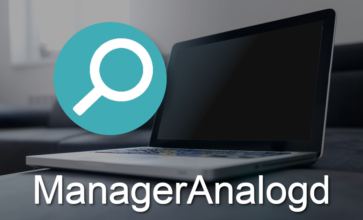 ManagerAnalogd's logo is a green/blue circle with a white magnifying glass.