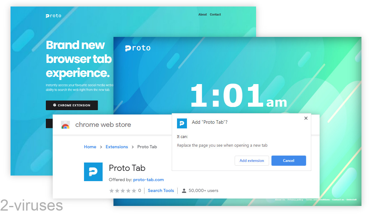 Proto Tab changes your default search engine.