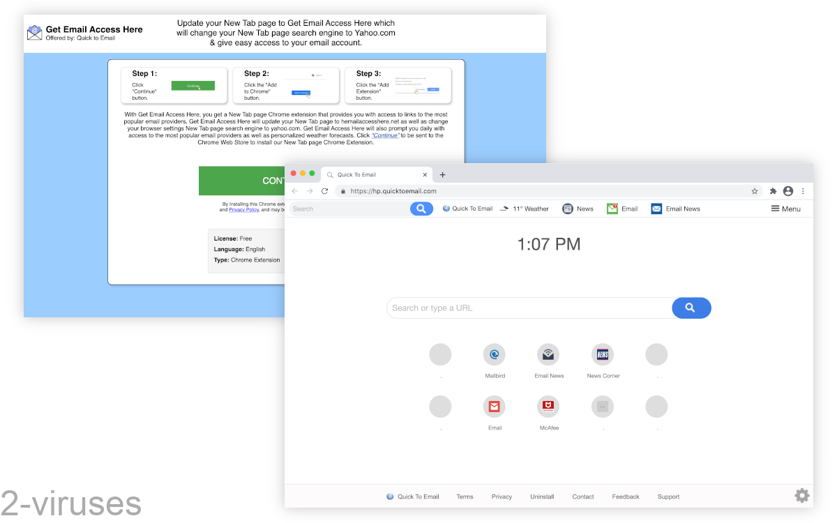 Quicktoemail.com offers a related browser extension, but that extension has been taken down.