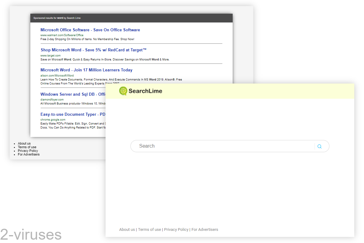 Search Lime ads are styled to look like search results.