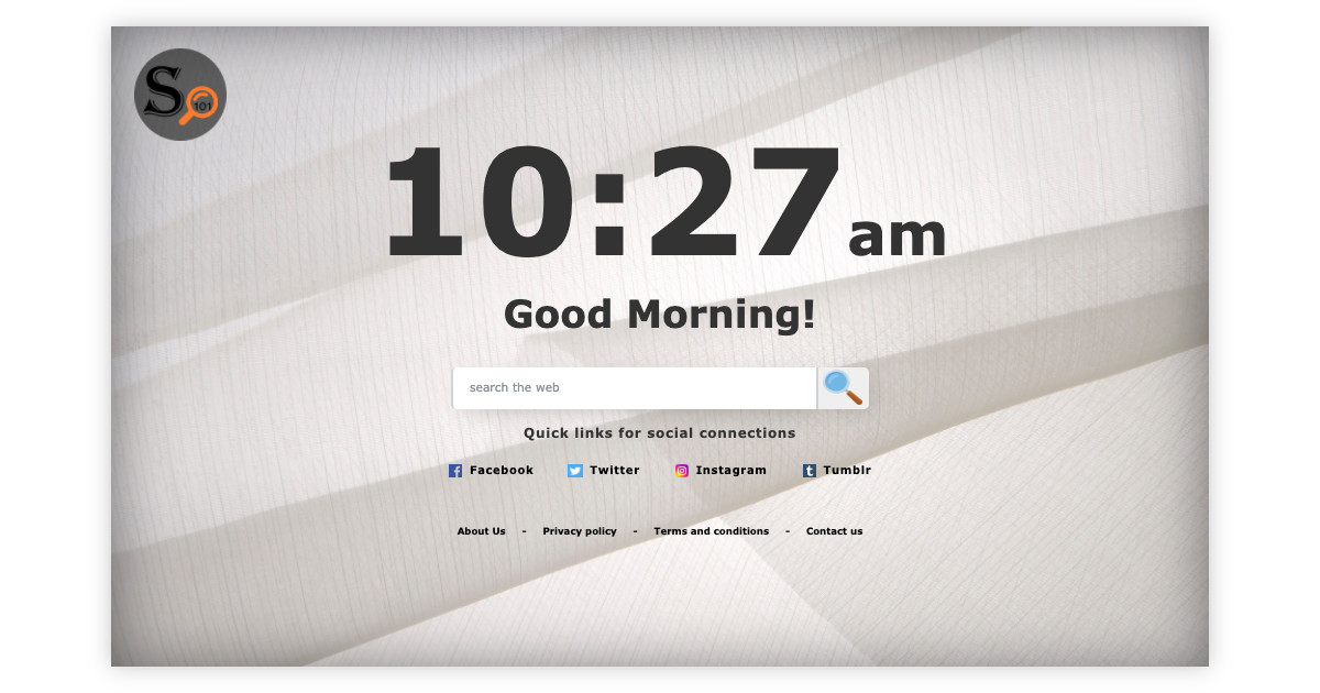 Search101.info new tab page has a search box in the middle.