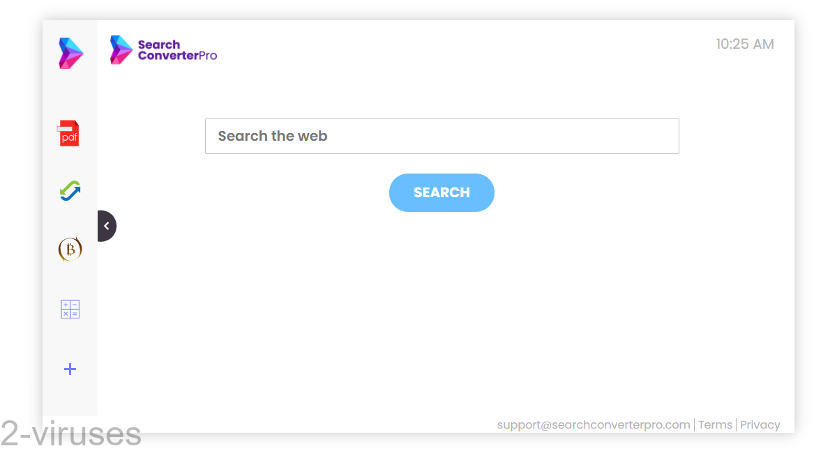 Searchconverterpro.com's home page has a search box, but it's not visible when you install the extension.