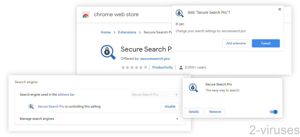 Securesearch.pro replaces your search engine.